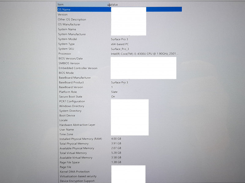 Microsoft Surface Pro 3 i5-4300U @2.5GHz 4GB RAM 128GB Flash w/ Keyboard