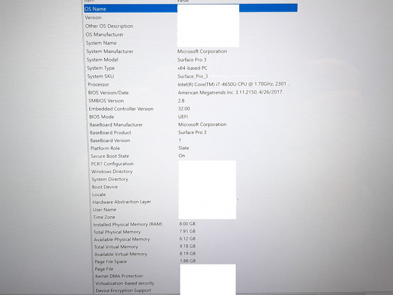 Surface Pro 3 i7-4650U @2.3GHz 8GB RAM 256GB Flash w/ Keyboard