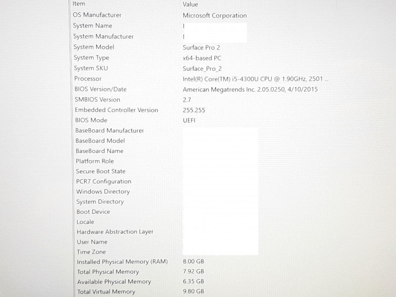 Microsoft Surface Pro 2 i5-4300U @2.5GHz 8GB RAM 256GB Flash w/ Keyboard