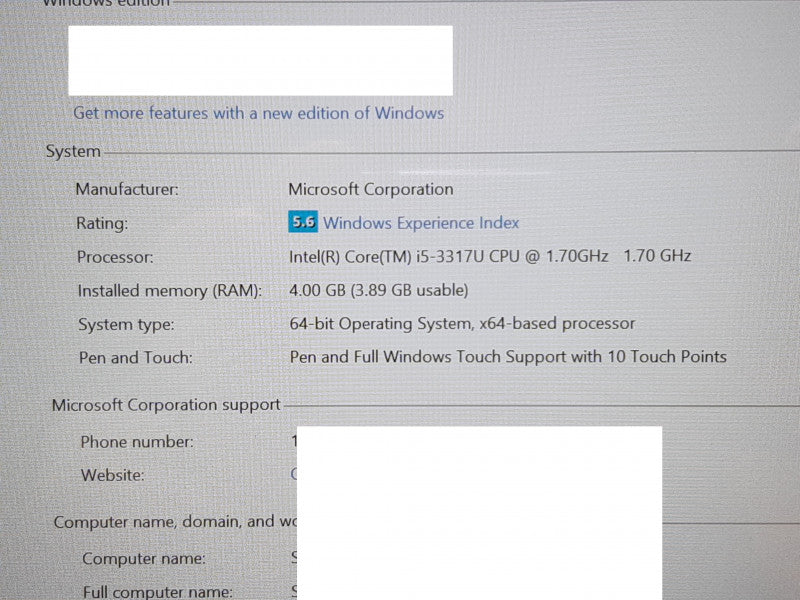 Microsoft Surface Pro i5-3317U @ 1.7GHz 4GB RAM 128GB Flash w/ Keyboard