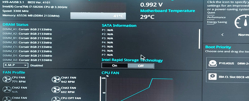 Custom PC- ASUS X99-A/USB3.1 Motherboard, 64GB DDR4, i7-5820K 3.3GHz, No HDD/GPU (Dented)
