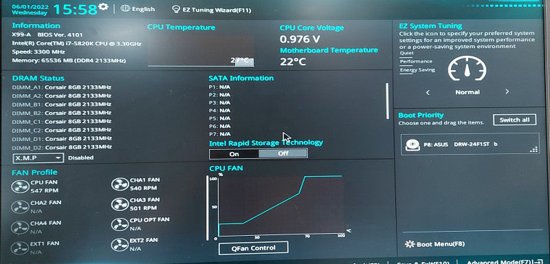 Custom PC- ASUS X99-A Motherboard, 64GB DDR4, i7-5820K 3.3GHz, No HDD/GPU (Dented)