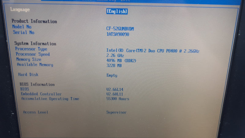 Panasonic Toughbook CF-52, C2D P8400 2.26GHz 4GB DDR2 No HDD
