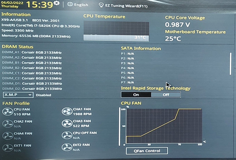 Custom Workstation PC- ASUS X99-A/USB3.1 Motherboard, 64GB DDR4, i7-5820K 3.3GHz, Nvidia Quadro K4000 (Dented)