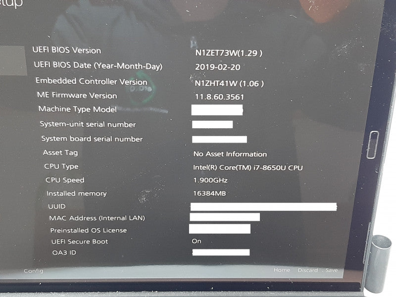 Lenovo ThinkPad X1 Tablet Gen3 TP00089A i7-8650U@1.9GHz 16GB RAM 512GB SSD