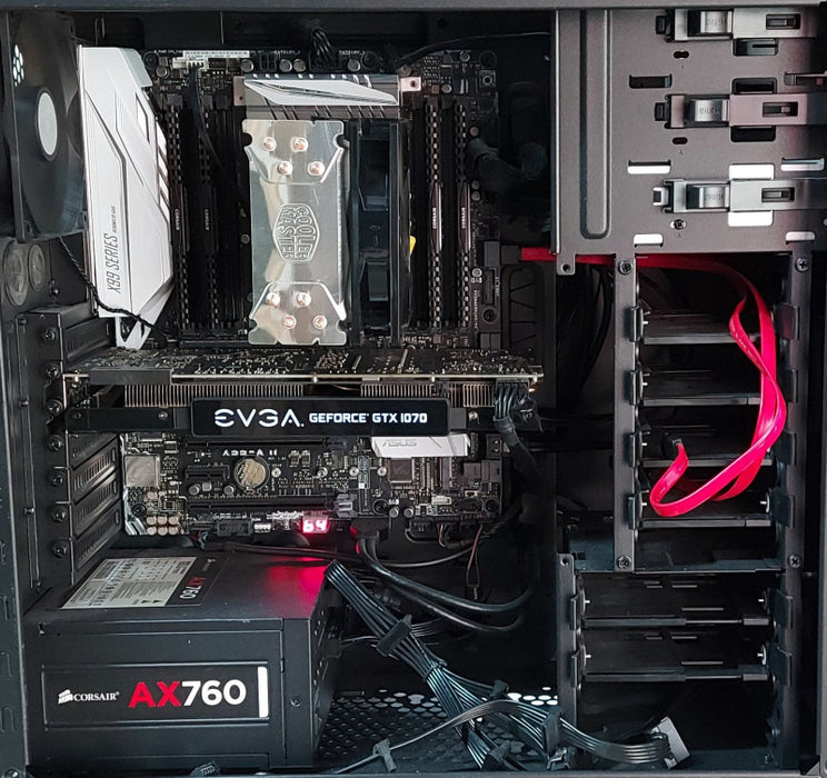Custom PC- ASUS X99-A II Motherboard, 64GB DDR4, i7-6800K 3.4GHz, Nvidia Geforce GTX 1070 8GB(Dented)