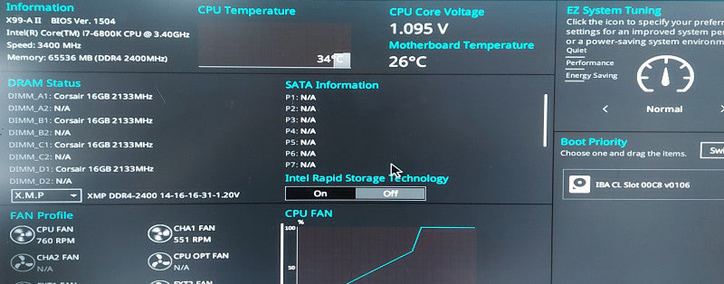 Custom PC- ASUS X99-A II Motherboard, 64GB DDR4, i7-6800K 3.4GHz, Nvidia Geforce GTX 1070 8GB(Dented)