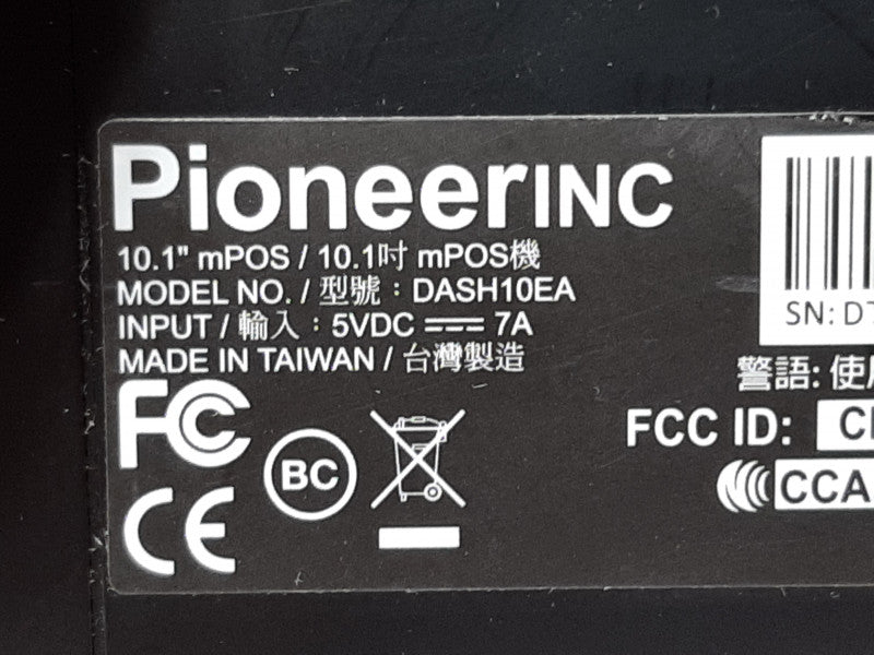 PioneerINC DASH10EA 10.1 mPOS Tablet Atom Z3735F@1.33GHz 2GB RAM 32GB Flash
