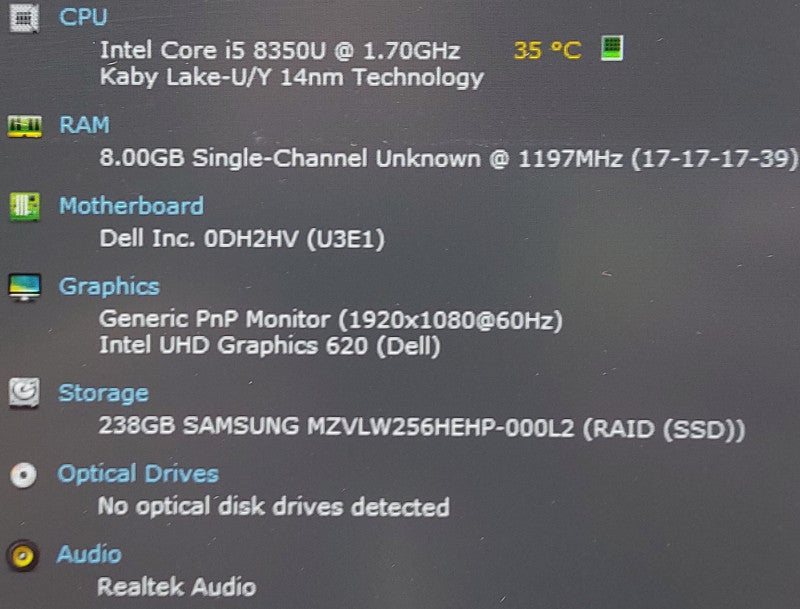 Dell Latitude 5490 i5-8350U 1.7GHz 8GB RAM 256GB SSD 14\\"