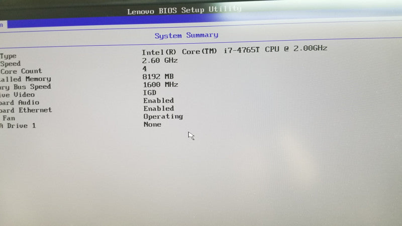 Lenovo Thinkcenter M93p I7-4765T @ 2.00ghz / 8gb ram / see notes