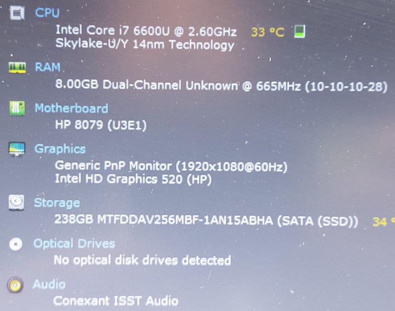 HP EliteBook 840 G3  i7-6600U 2.6GHz 8GB RAM 256GB SSD 14\\"
