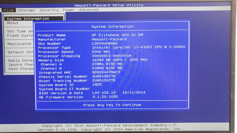 HP EliteDesk 800 G1 Mini, Core i7-4765T 2.00GHz, 16GB RAM, No HDDs/Power Adapter