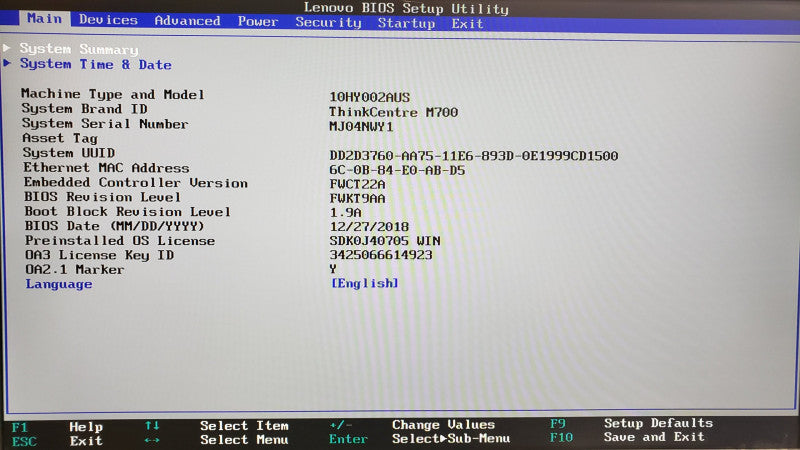 Lenovo ThinkCentre M700 mini, Core i5-6500T 2.5Ghz, 8GB DDR4, 256GB SSD, No Power Adapter/Antenna