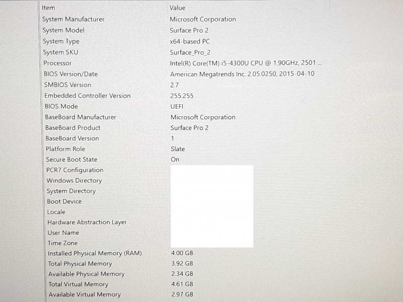 Microsoft Surface Pro 2 i5-4300U @1.9GHz 4B RAM 64GB Flash w/ Keyboard