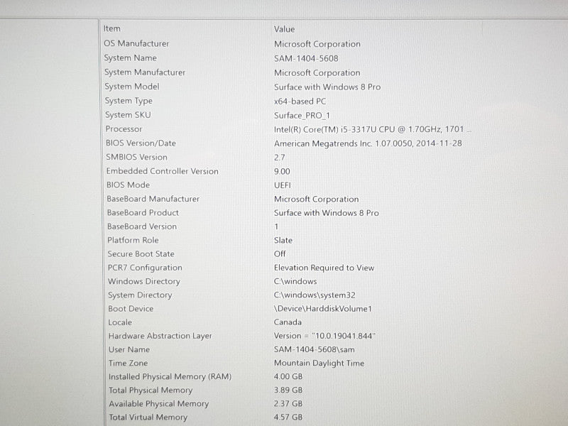 Microsoft Surface Pro 1 i5-3317U @ 1.7GHz 4GB RAM 128GB Flash w/ Keyboard