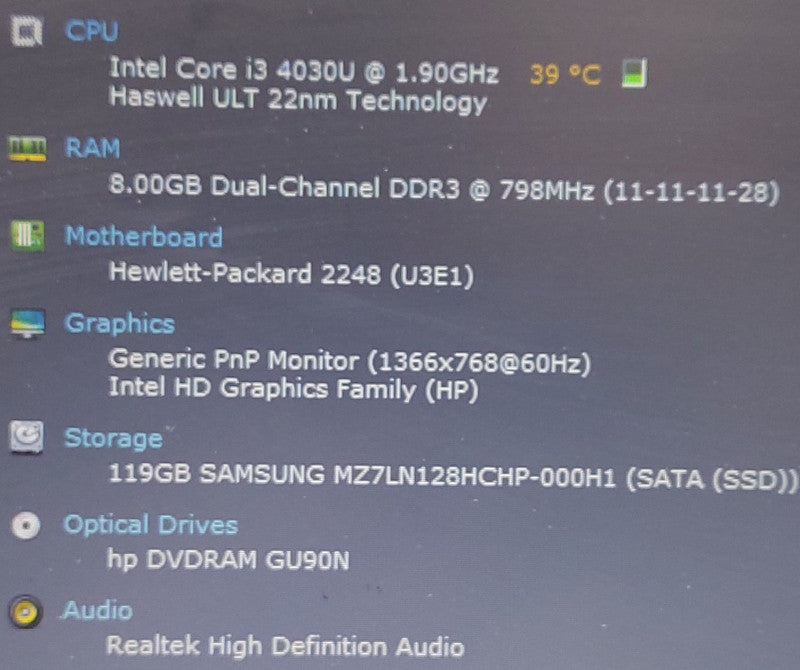 HP ProBook 450 G2 i3-4030U 1.9GHz 8GB RAM 128GB SSD 15.6\\"