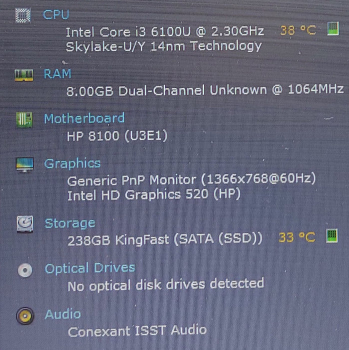 HP ProBook 440 G3 i3-6100U 2.3Ghz 8GB RAM 256GB SSD 14\\"