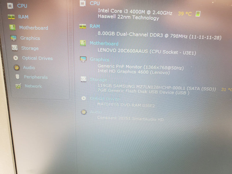 Lenovo E540, intel i3 4000M, 8GB Ram, 128GB HDD