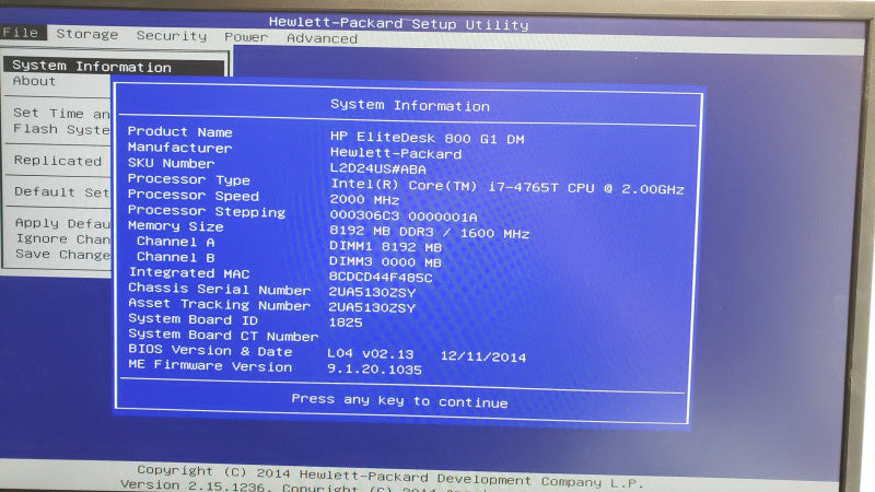 HP EliteDesk 800 G1 Mini, Core i7-4765T 2.00GHz, 8GB RAM, No HDDs/Power Adapter