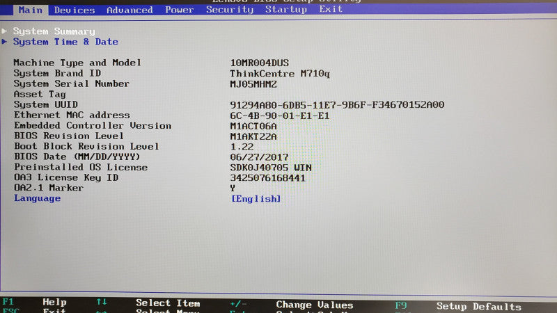 Lenovo ThinkCentre M710q mini, Core I7-6700T 2.8GHz, 8GB DDR4, No HDD/Power adapter/Antenna