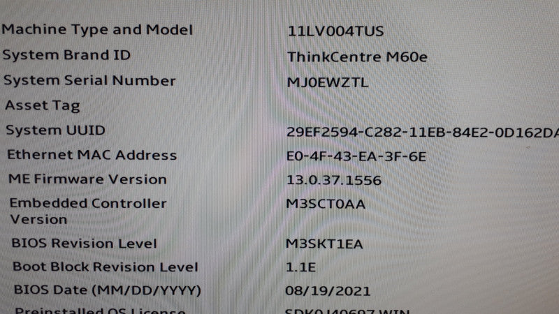 Lenovo ThinkCentre M60e USFF, i5-1035G1 1.0GHz, 8GB DDR4, No HDD/No M.2