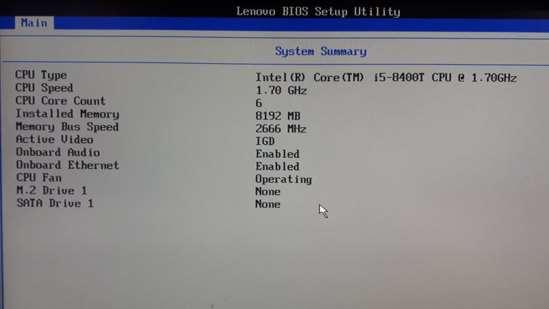 Lenovo ThinkCentre M720q USFF, i5-8400T 1.7GHz, 8GB DDR4, No HDD/No M.2 Sata