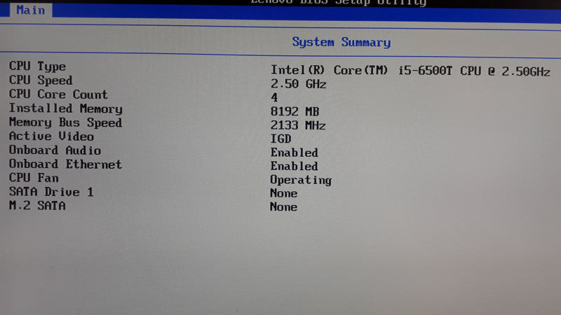 Lenovo ThinkCentre M7100 USFF, i5-6500T 2.5GHz, 8GB DDR4, No HDD/No M.2 Sata