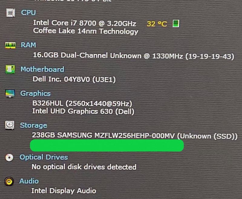 Dell Optiplex 3060 i7-8700 3.2GHz 16GB RAM 256GB SSD