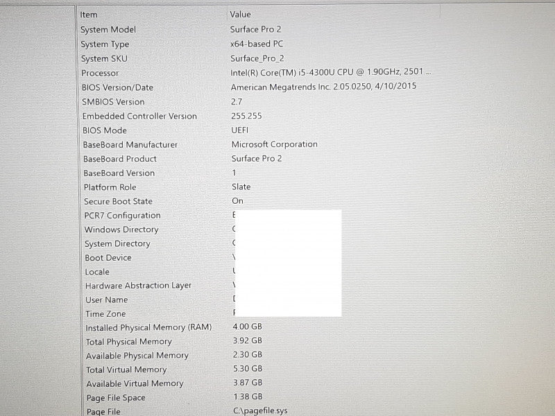 Microsoft Surface Pro 2 i5-4300U @ 2.5GHz 4GB RAM 64GB Flash w/ Keyboard
