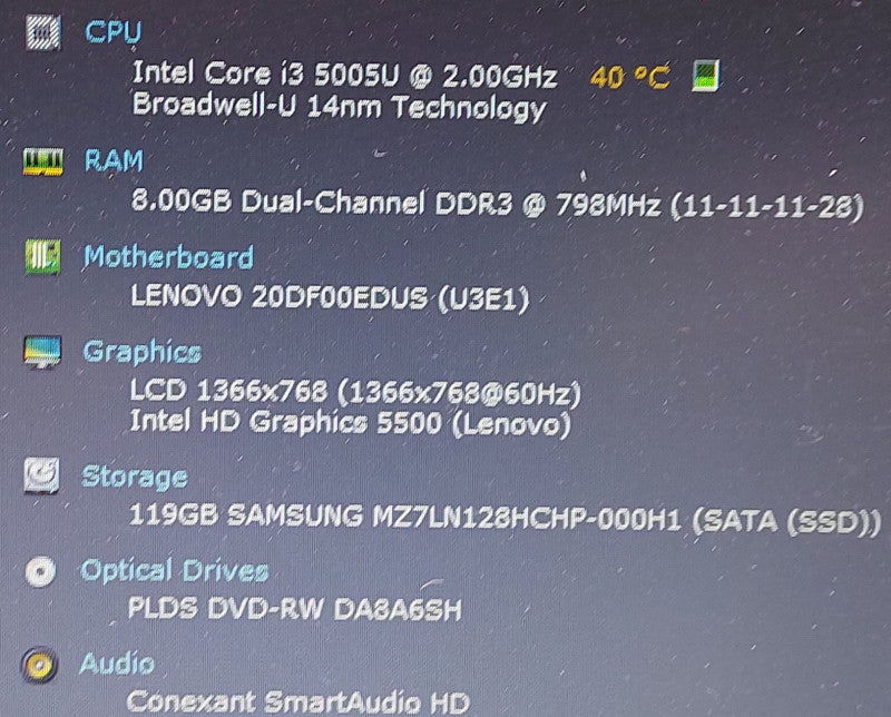 Lenovo ThinkPad E550 i3-5005U 2GHz 8GB RAM 128GB SSD 15.6\\"
