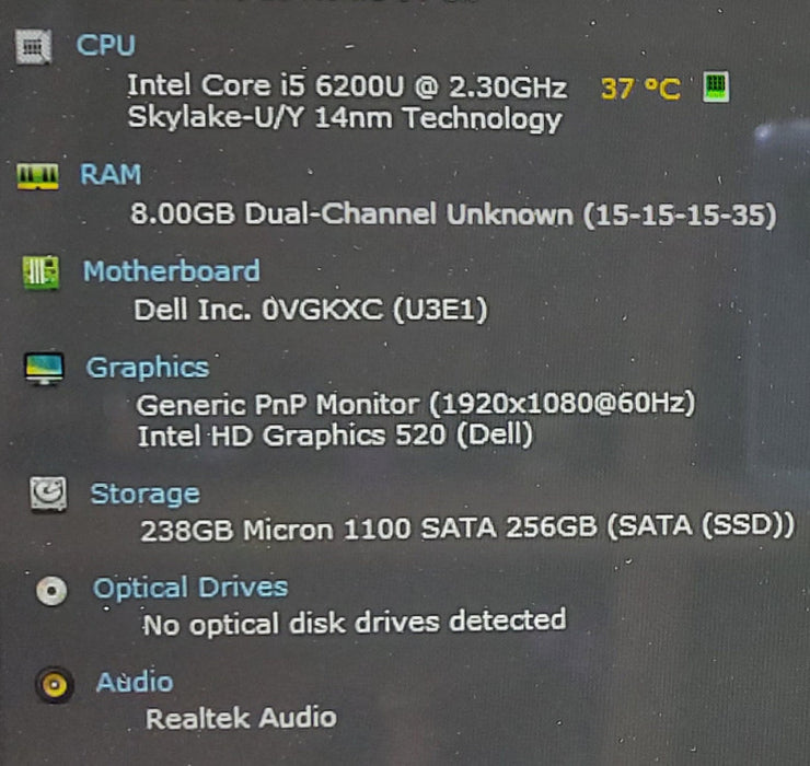 Dell Inspiron 13-7368 i5-6200U 2.3GHz 8GB RAM 256GB SSD 13.3\\"