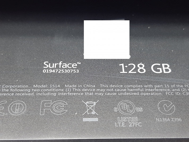 Surface Pro 1 1514 i5-3317U @ 1.7GHz 4GB RAM 128GB Flash w/Keyboard -NO OS