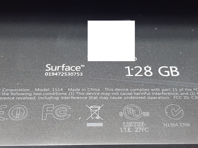 Surface Pro 1 1514 i5-3317U @ 1.7GHz 4GB RAM 128GB Flash w/Keyboard - NO OS
