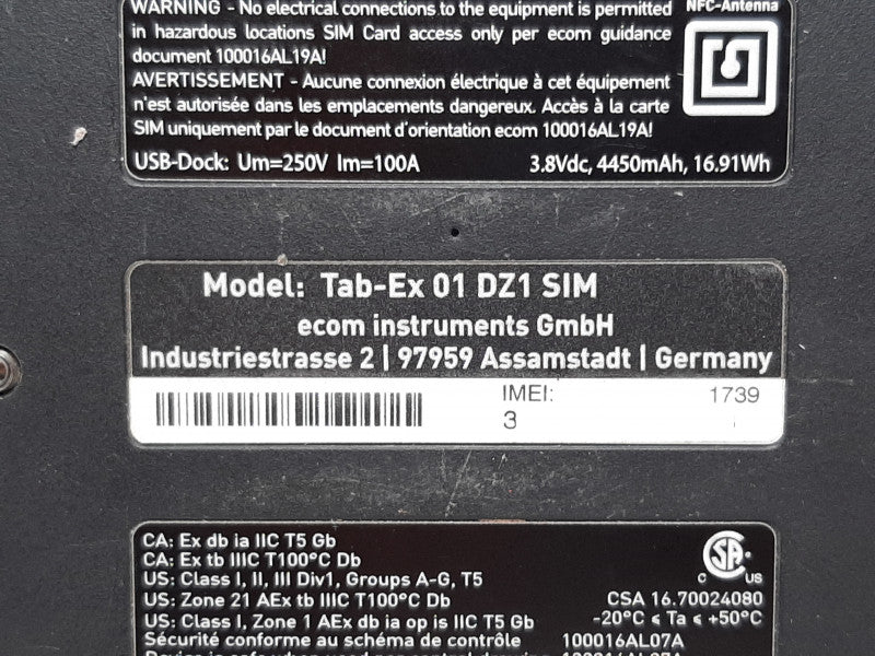 ECOM Tab-Ex DZ 1 SIM Rugged Tablet 1.5GB RAM 16GB Flash -No Stylus