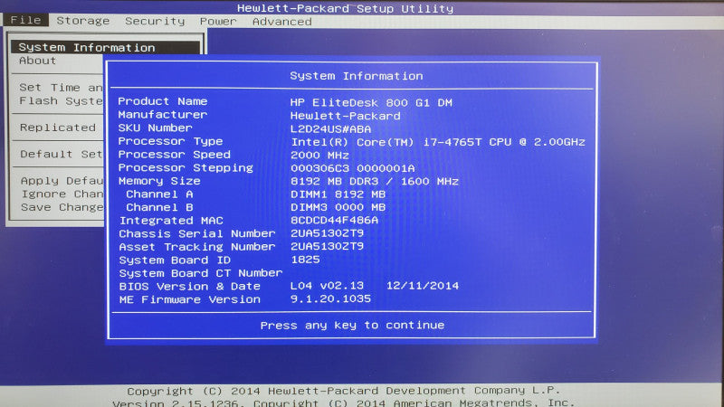 HP EliteDesk 800 G1 Mini, Core i7-4765T 2.00GHz, 8GB RAM, 128GB M.2 SSD, No Power Adapter