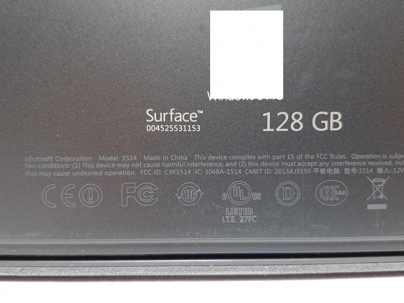 Surface Pro 1 1514 i5-3317U @ 1.7GHz 4GB RAM 128GB Flash w/Keyboard -See Notes