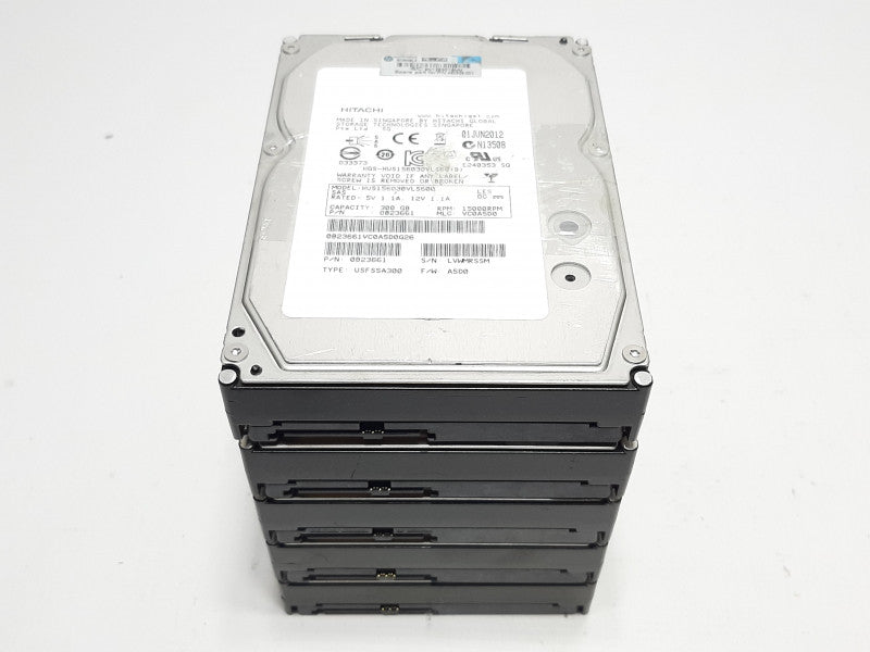 5x Assorted 3.5\\" 300GB 15K SAS Hard Disk Drive (4x HITASHI 1x HGST)
