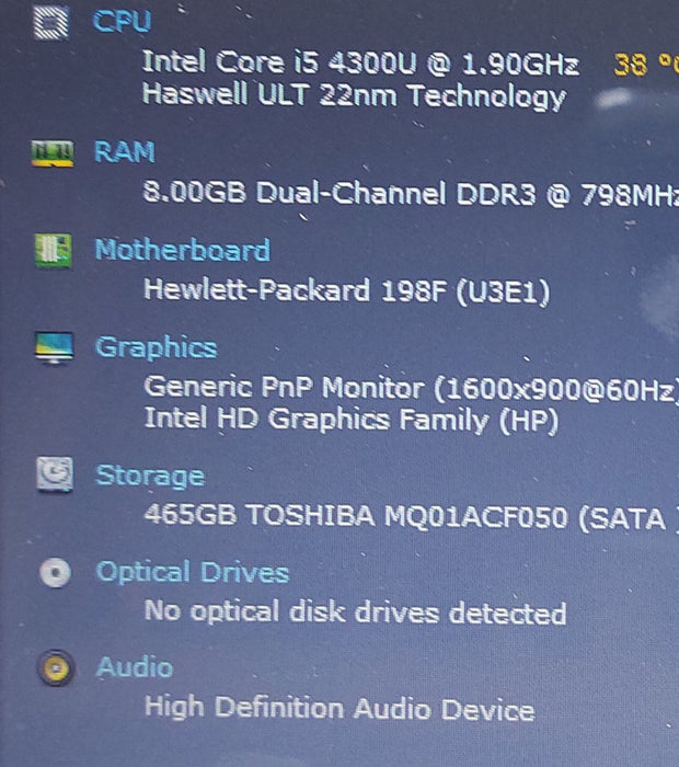 HP EliteBook 840 G1 i5-4300U 1.9GHz 8GB RAM 500GB HDD 14\\"