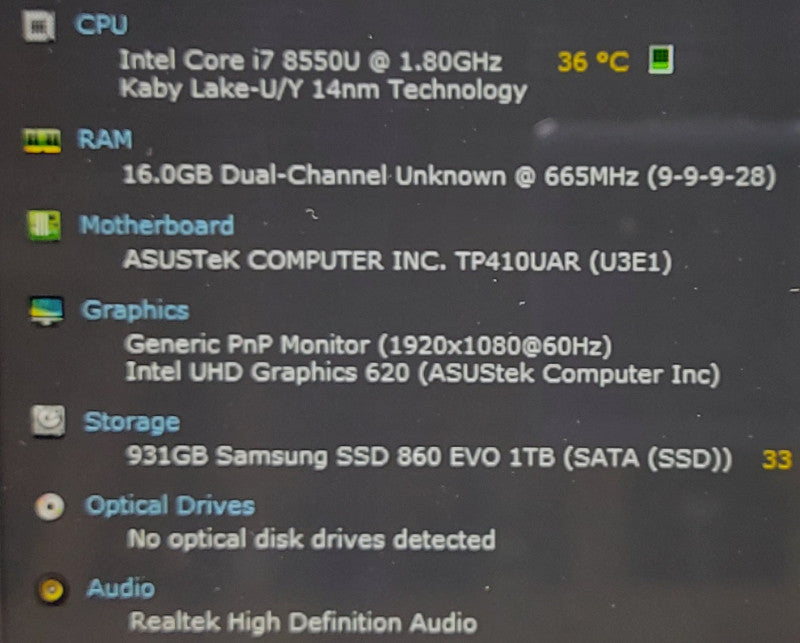 ASUS Vivobook Flip 14 (TP410UA) i7-8550U 1.8GHz 16GB RAM 1TB SSD 14\\"