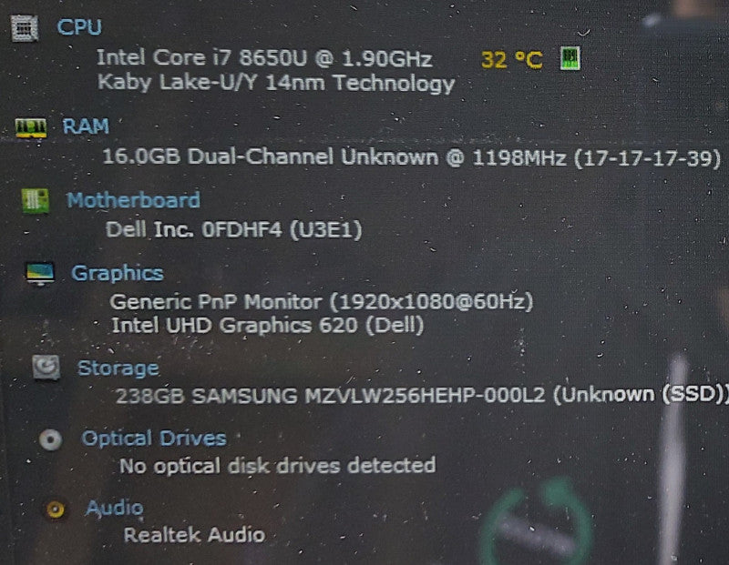 Dell Latitude 5490 i7-8650U 1.9GHz 16GB RAM 256GB SSD 14\\"