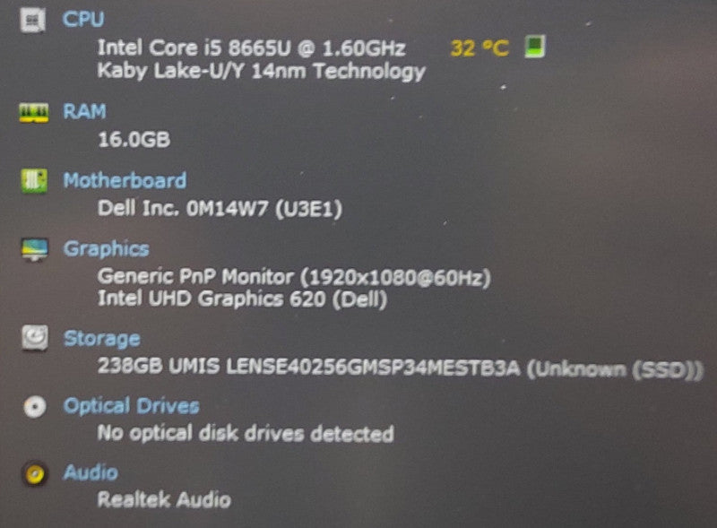 Dell Latitude 5500 i5-8365U 1.6GHz 16GB RAM 256GB SSD 15.6\\"