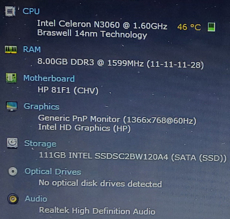 HP Notebook 15-ay010ca Intel Celeron N3060 8GB RAM 120GB SSD 15.6\\"