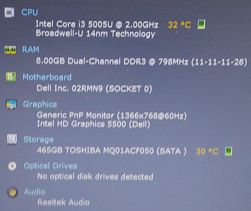 Dell Latitude 3560 i3-5005U 2GHz 8GB RAM 500GB HDD 15.
