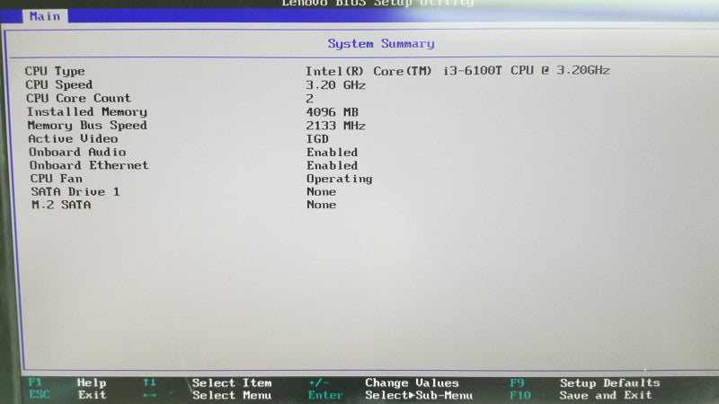 Lenovo Thinkcenter M700 i3-6100T @ 3.20ghz / 4gb ram / no HDDS