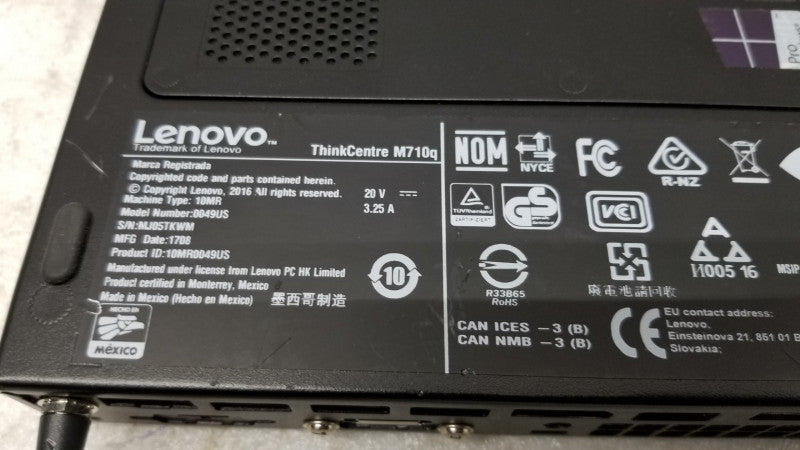 Lenovo ThinkCenter M710Q i3-6100T @ 3.20ghz / 4gb ram / see  notes
