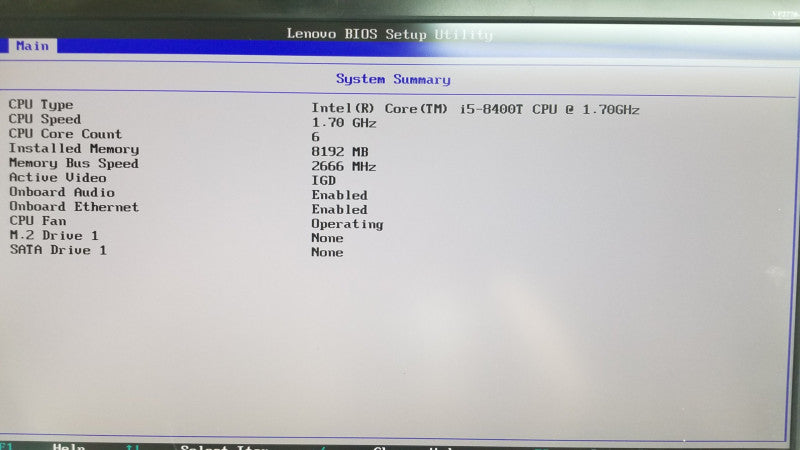 Lenovo thinkcenter M720q i5-8400T @ 1.70ghz / 8gb ram / see notes