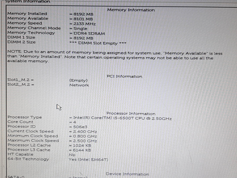 DELL Optiplex 7040 Mini PC i5-6500T @ 2.50GHz 8GB RAM NO HDD/Caddies