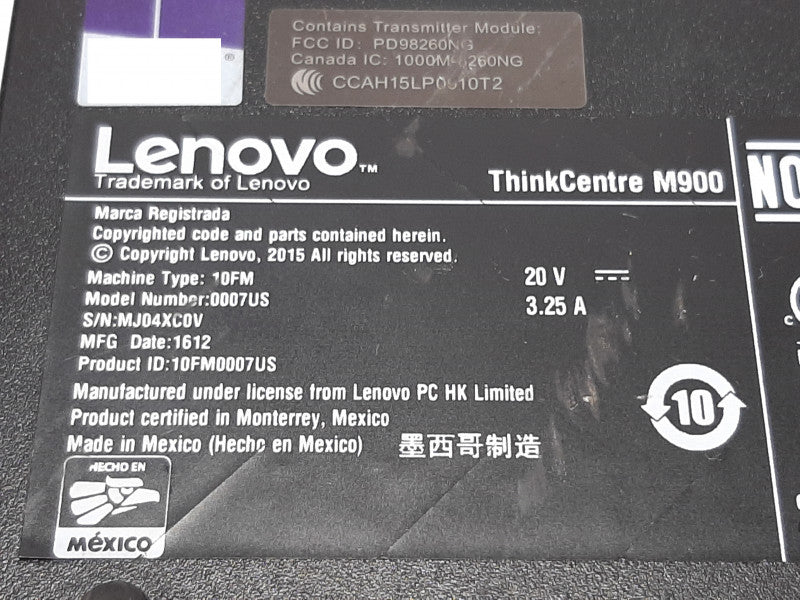 Lenovo ThinkCentre M900 i5-6500T @ 2.50GHz 4GB RAM -No HDD/Caddie