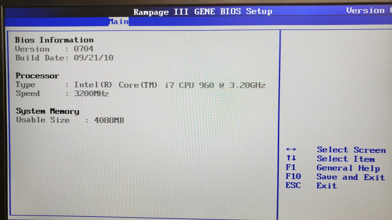 Asus Rampage III Gene Board with Core I7-960 3.2GHz, 4GB DDR3, No I/O Back cover/Heat sink/Fan