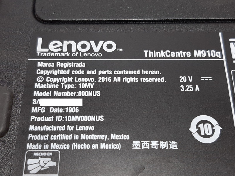 Lenovo ThinkCentre M910q i5-7500T @ 2.70GHz 8GB RAM -No HDD
